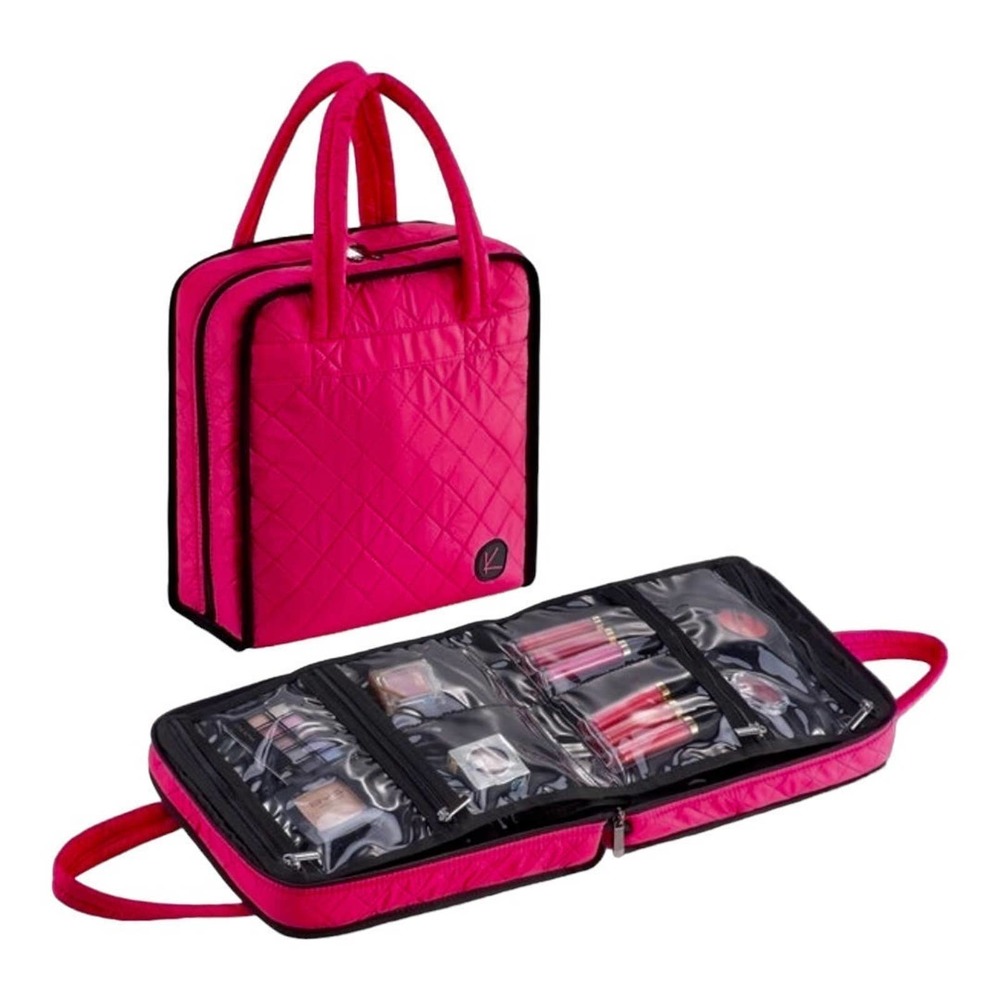 Makeup Case w/ Detachable Organizers by KIOTA Quilted Professional Pink